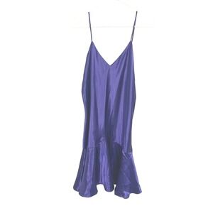Vtg Victoria's‎ Secret Gold Label Chemise Women's L Purple Ruffle Frill Hem